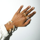 BRACELET SALOMÉ EMAIL BLANC & CALCEDOINE ROSE