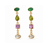 BOUCLES D'OREILLES PRIYA ONYX VERT ET MULTI-PIERRES