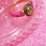 BAGUE NELA EMAIL FUCHSIA EMERAUDE