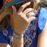 BAGUE CISTUS OR ET TOPAZE BLEU