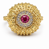 BAGUE OURSIN OR TOURMALINE ROSE