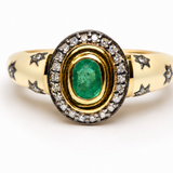 BAGUE NELA ÉMAIL IVOIRE ET ÉMERAUDE
