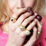 BAGUE CYCLAMEN OR AMÉTHYSTE VERTE