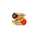 BAGUE SYRACUSE CORNALINE/ QUARTZ FUMÉ