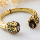 BRACELET NILAYA QUARTZ FUMÉ / TOPAZE BLEUE